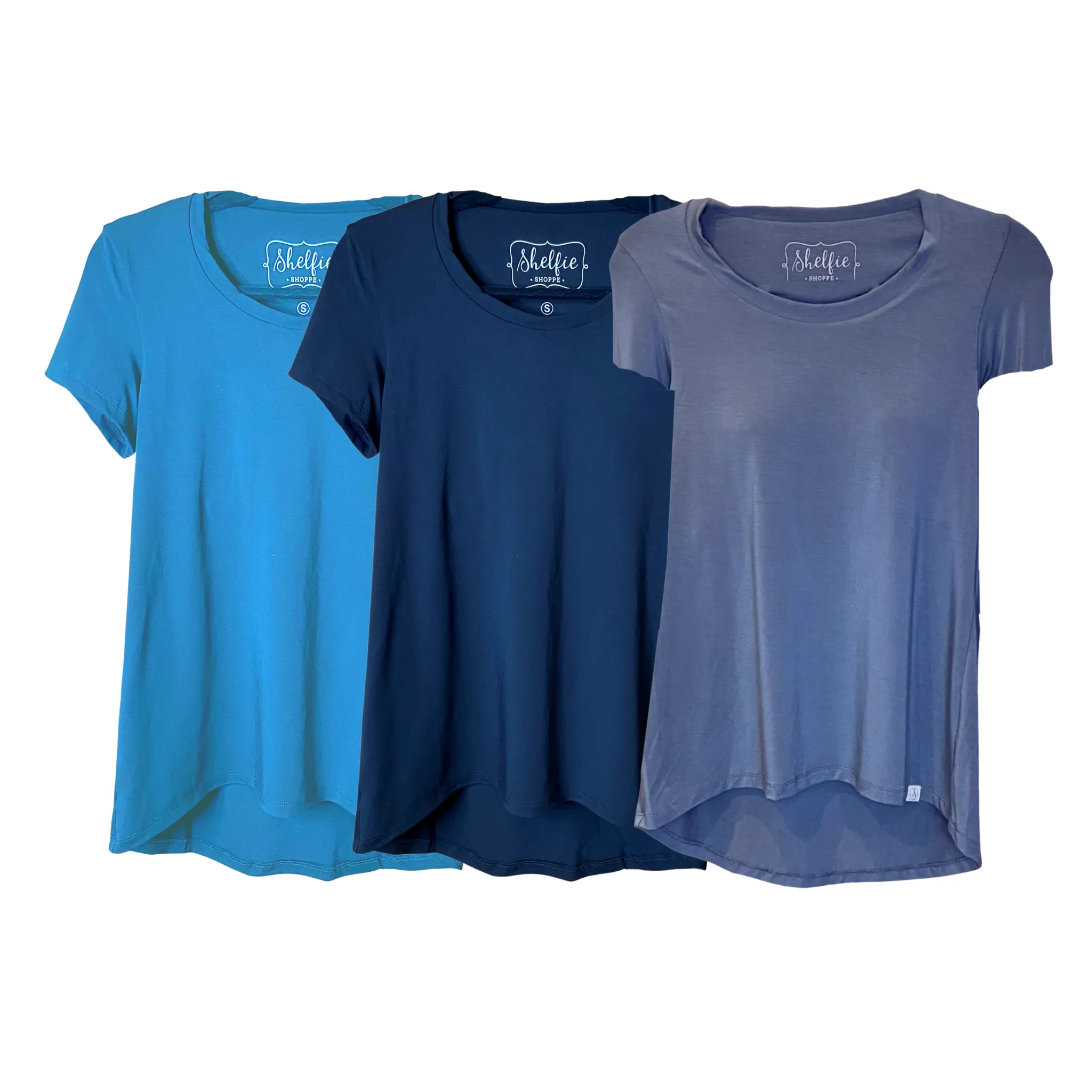 Plus Sized Short Sleeved Hi Lo Top with Built In Shelf Bra