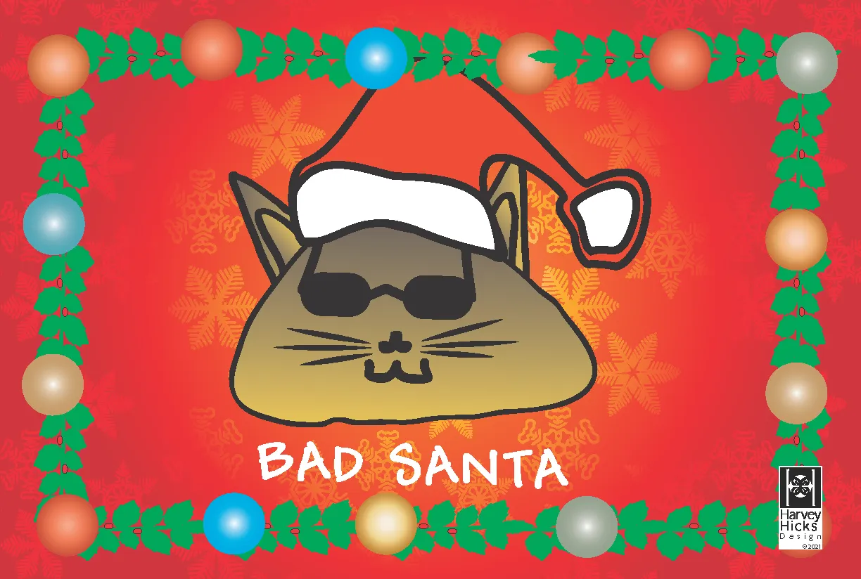Postcards with humorous holiday cats. A set of 12 postcards. Two per design, envelopes included.