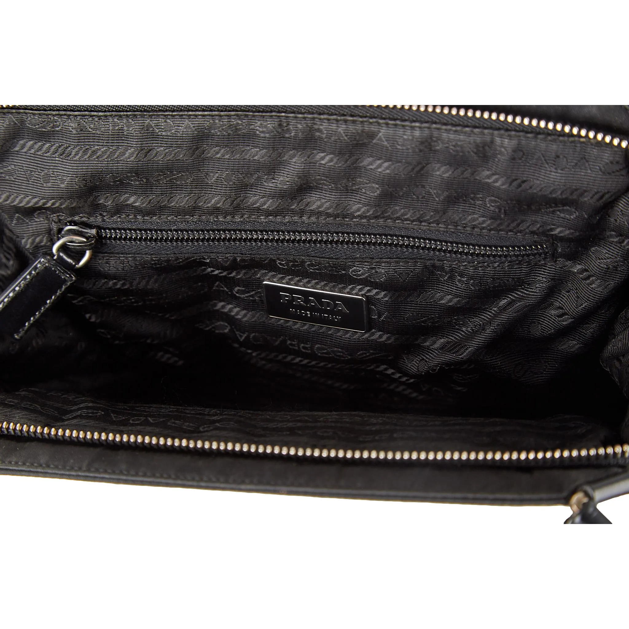 Prada Black Logo Nylon Top Handle Bag
