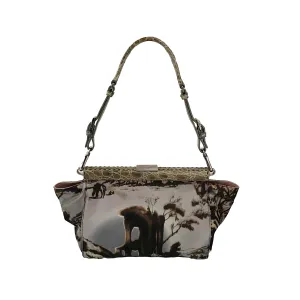 Prada Grey Print Nylon Logo Shoulder Bag
