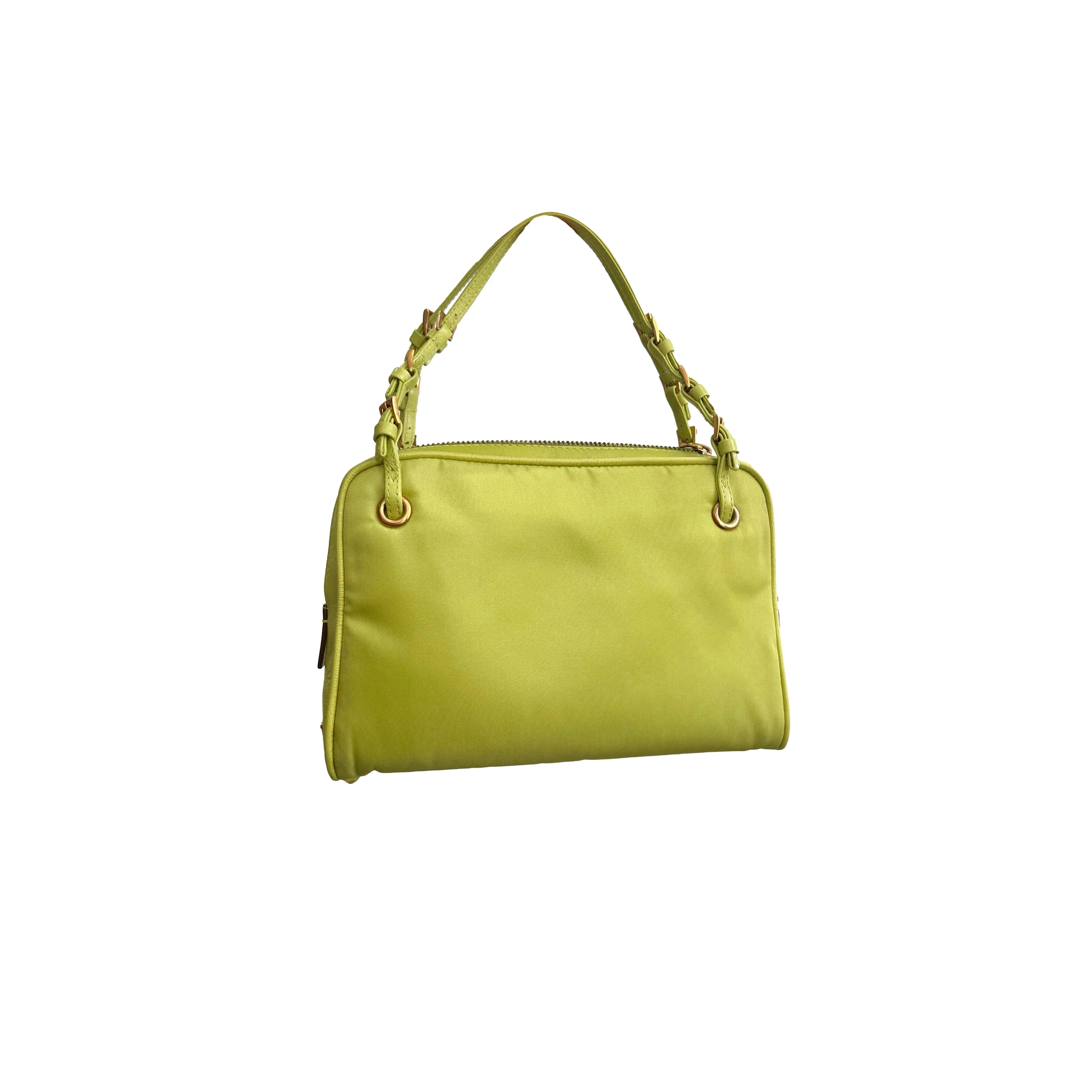 Prada Lime Green Nylon Shoulder Bag
