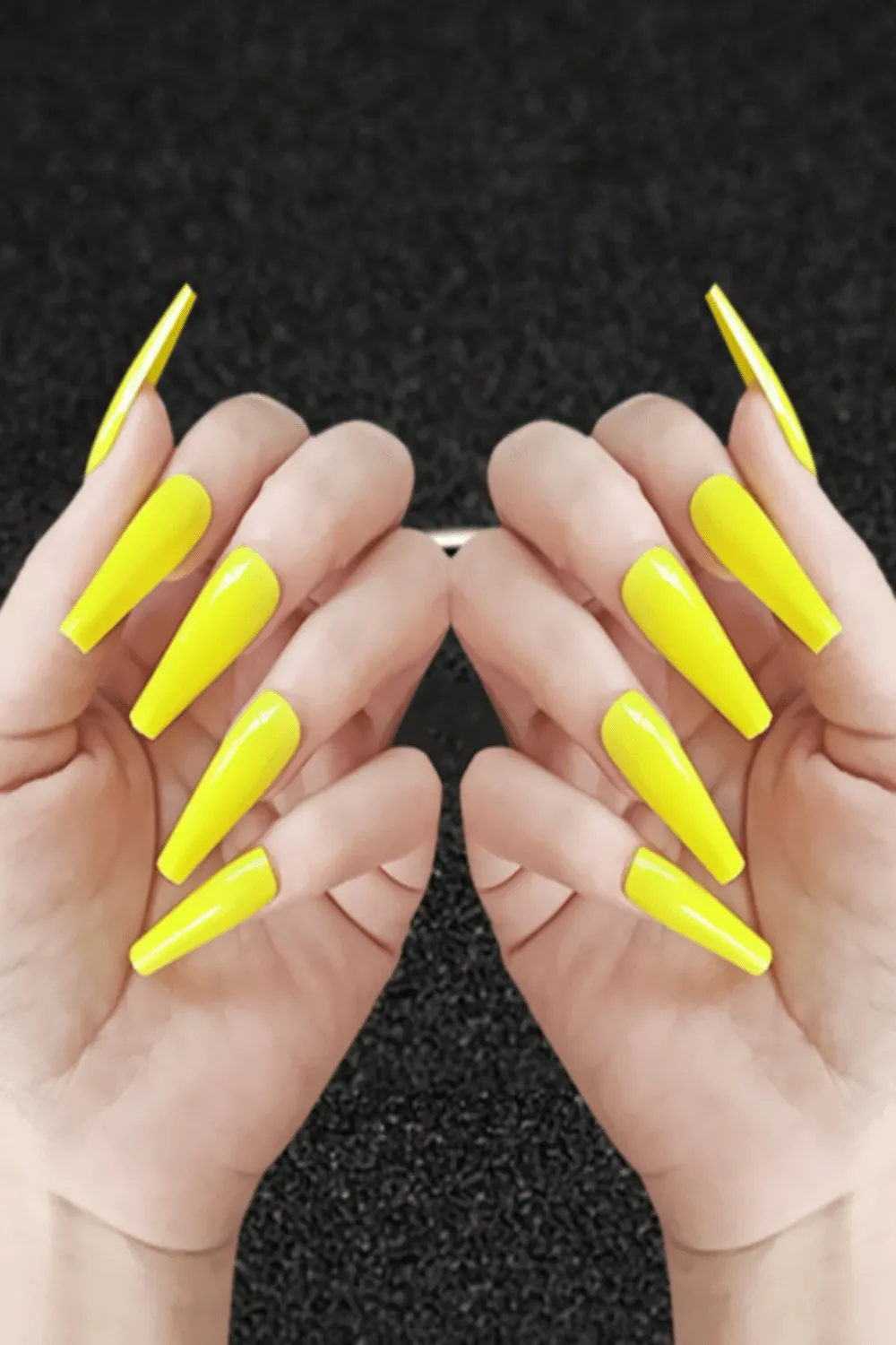 Press On Nails Neon Yellow Glossy Coffin Nail Kit