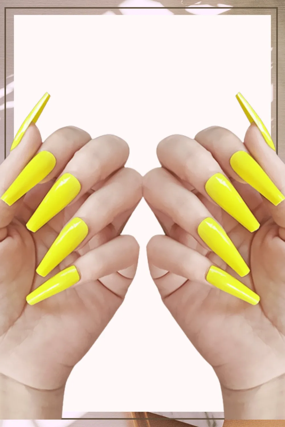 Press On Nails Neon Yellow Glossy Coffin Nail Kit