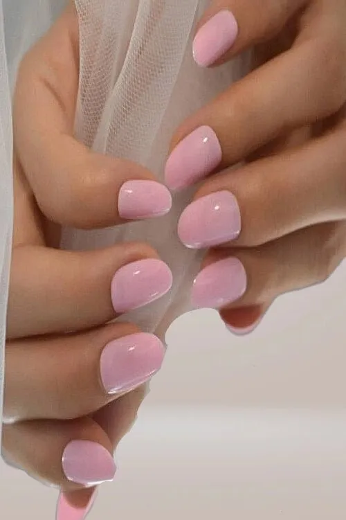 Press On Nails Short Pink Glossy Almond Nail Kit