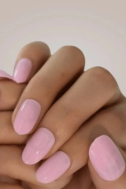 Press On Nails Short Pink Glossy Almond Nail Kit