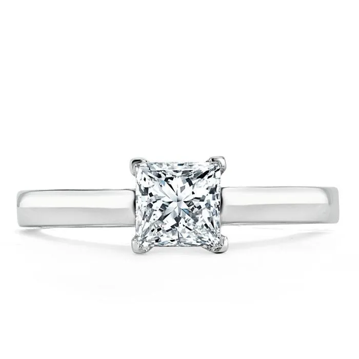 Princess Cut Moissanite Engagement Ring, Classic Style