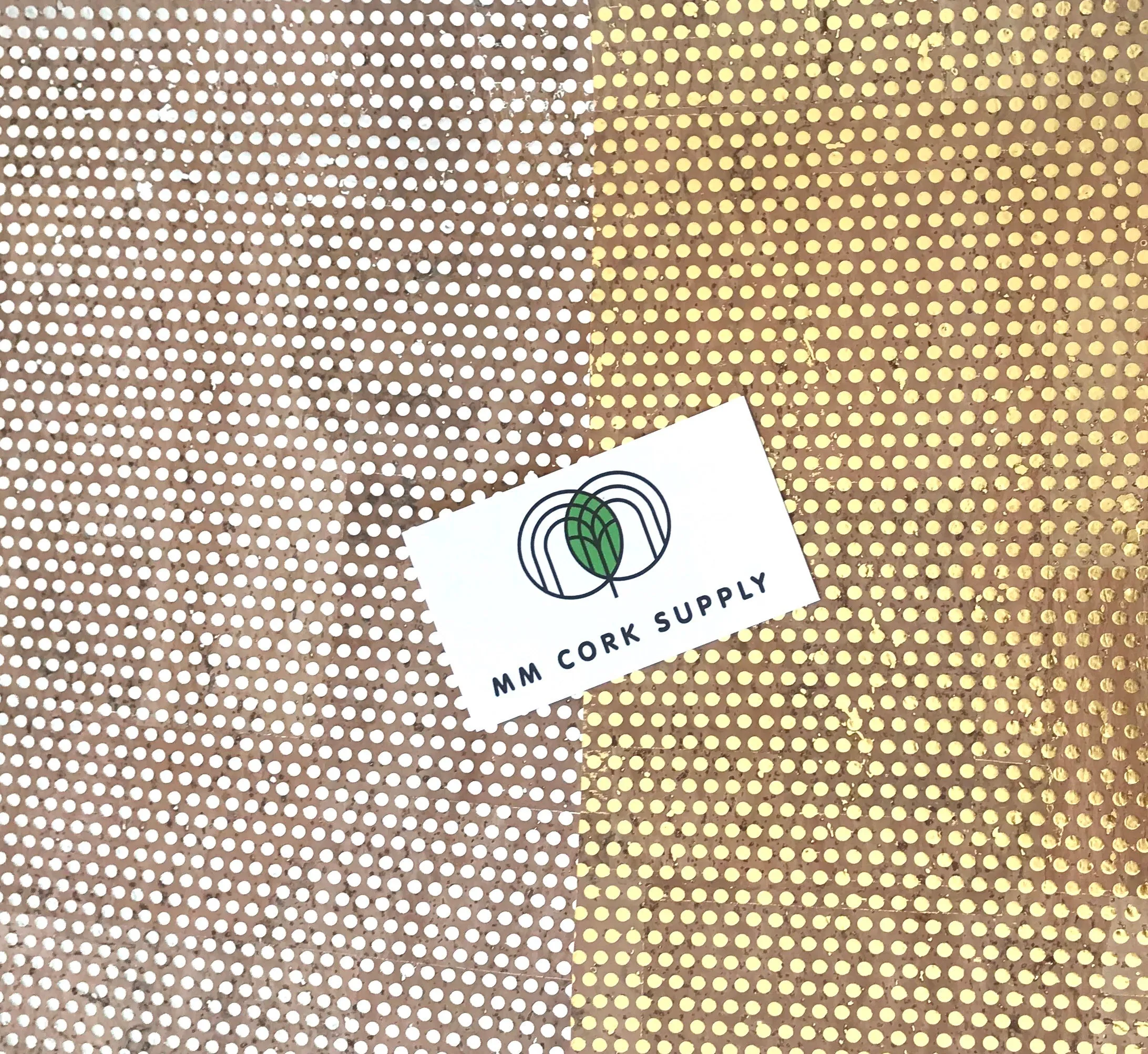 Printed Polka Dots - Tiny Metallic Silver on Natural