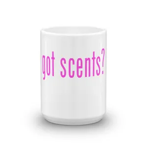 "Got Scents?" Ceramic Coffee Mug with Pink Letters