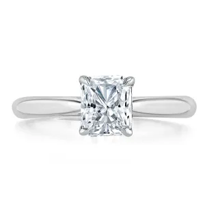 Radiant Cut Moissanite Engagement Ring, Classic Style