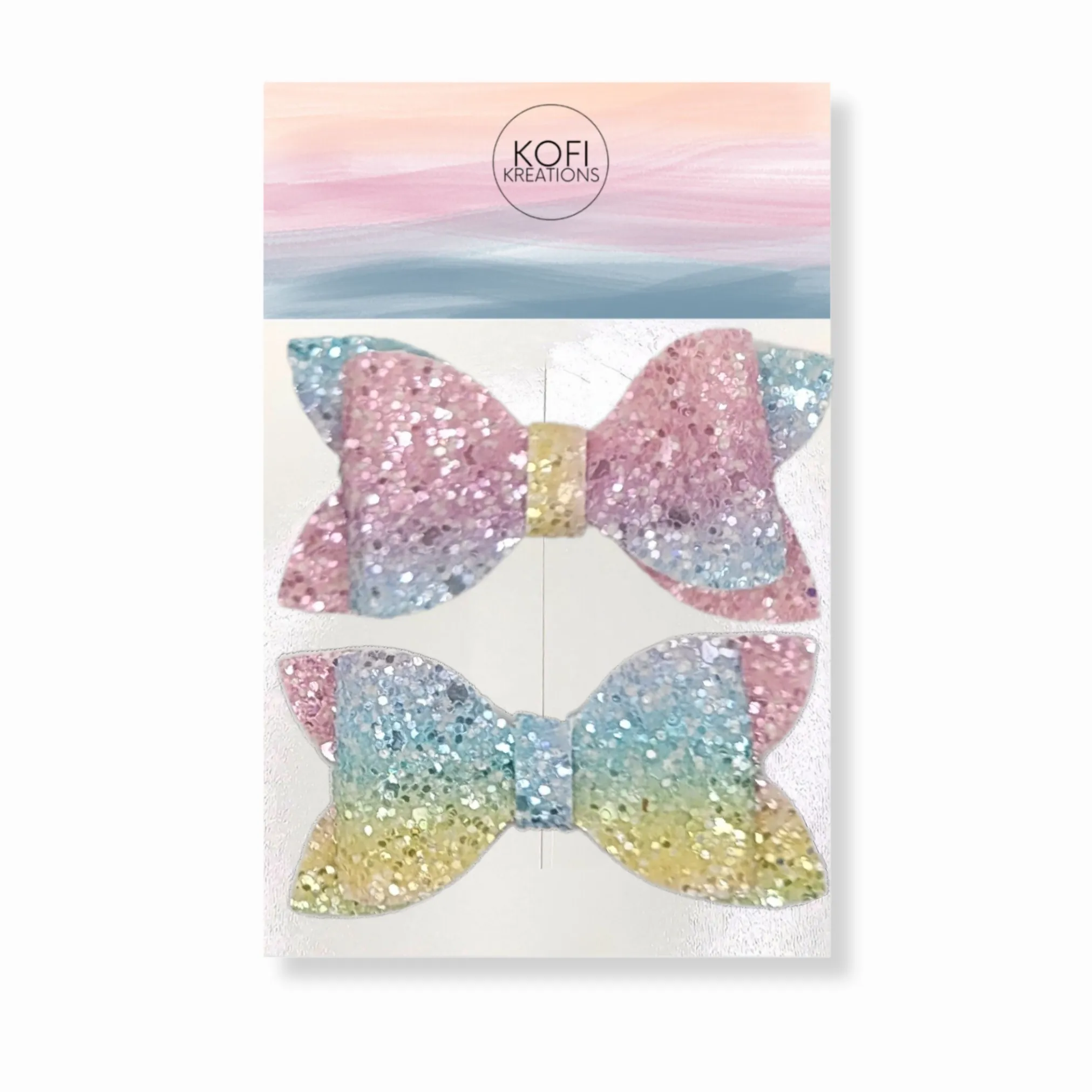 Rainbow Pigtail Glitter Hair Bows