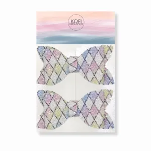 Rainbow Pyramid Pigtail Glitter Hair Bows