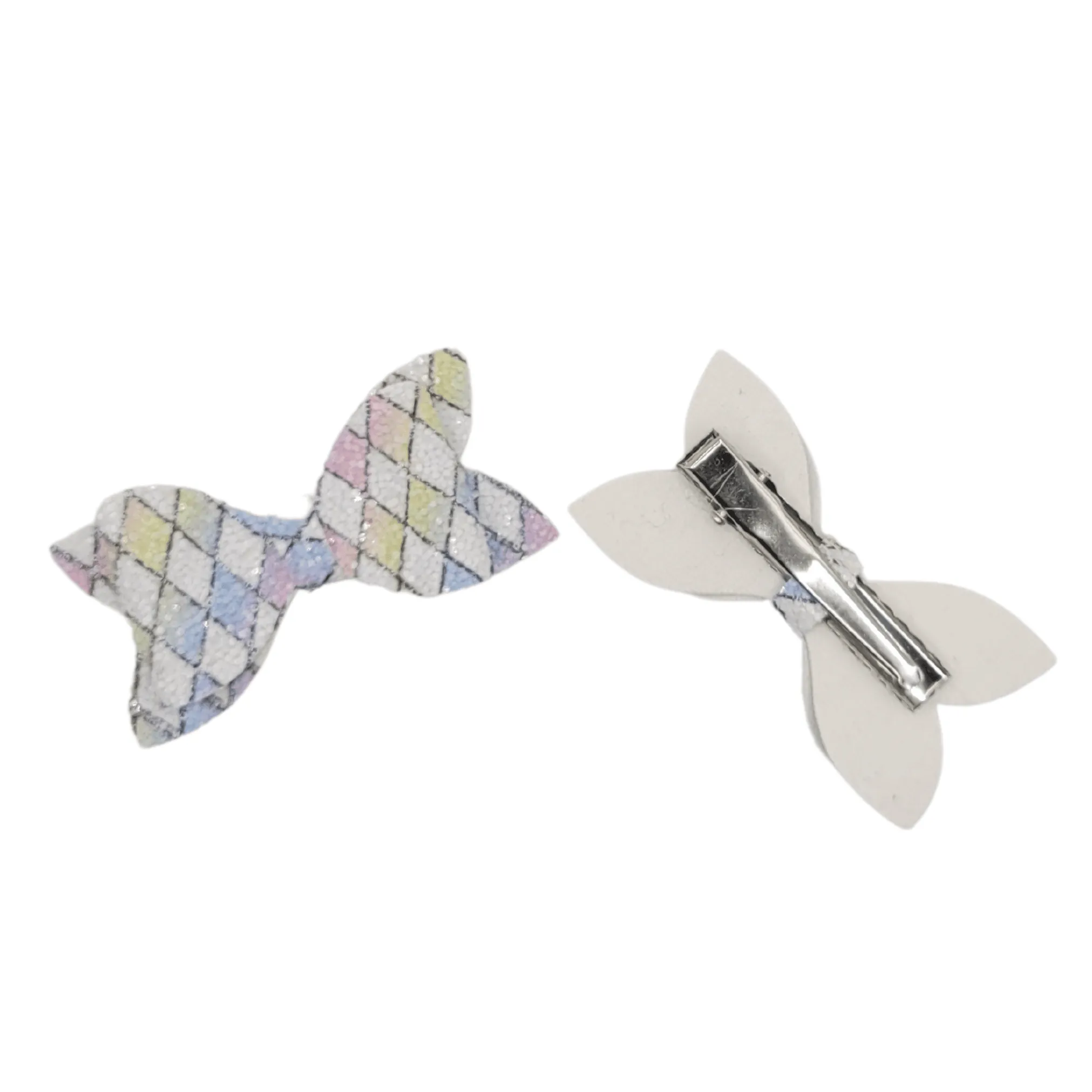 Rainbow Pyramid Pigtail Glitter Hair Bows
