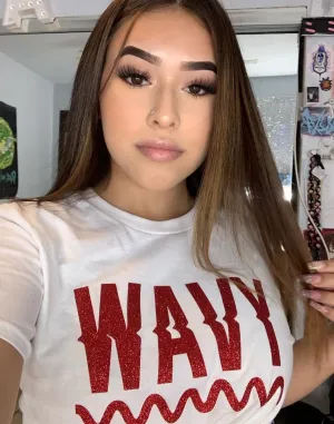 Red Wavy | White Tee