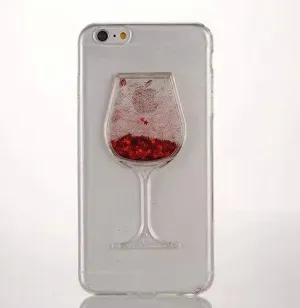 Red Wine Glass Glitter Case-Iphone