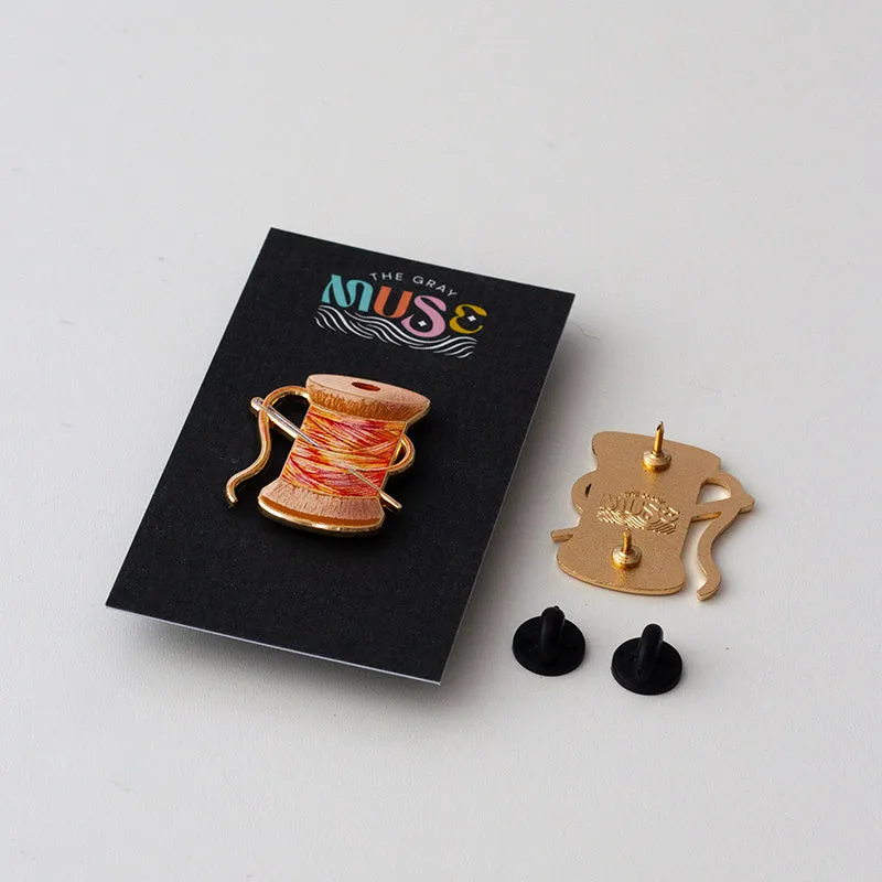 RETIRING Needle & Thread Enamel Pin (Sunset)