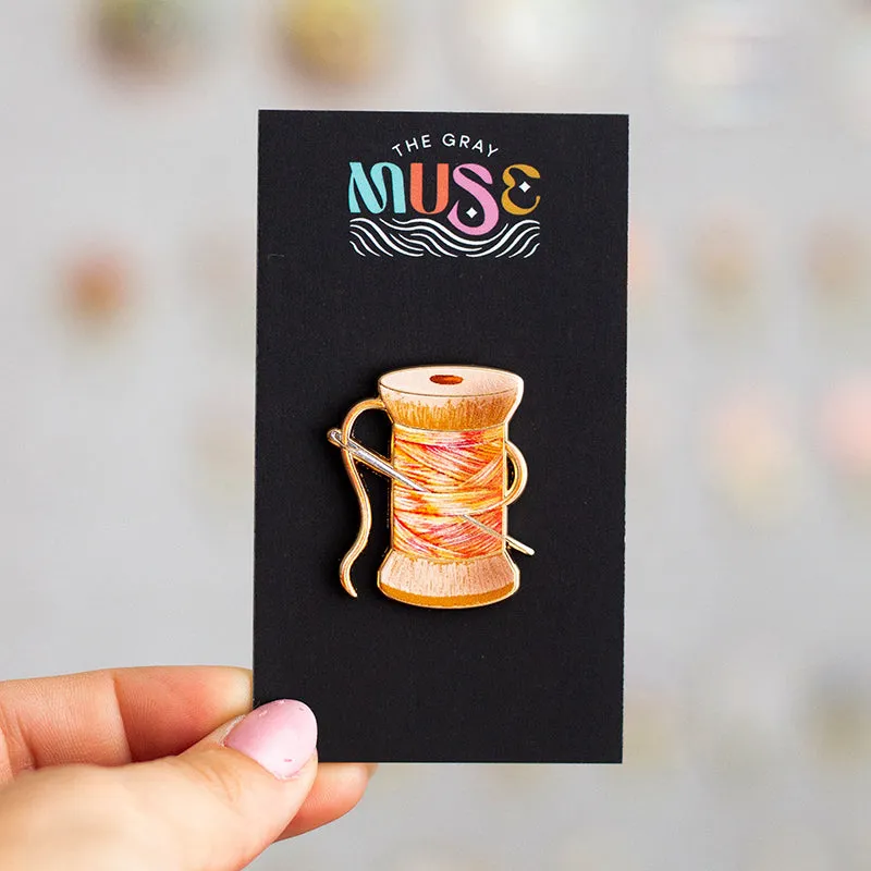 RETIRING Needle & Thread Enamel Pin (Sunset)