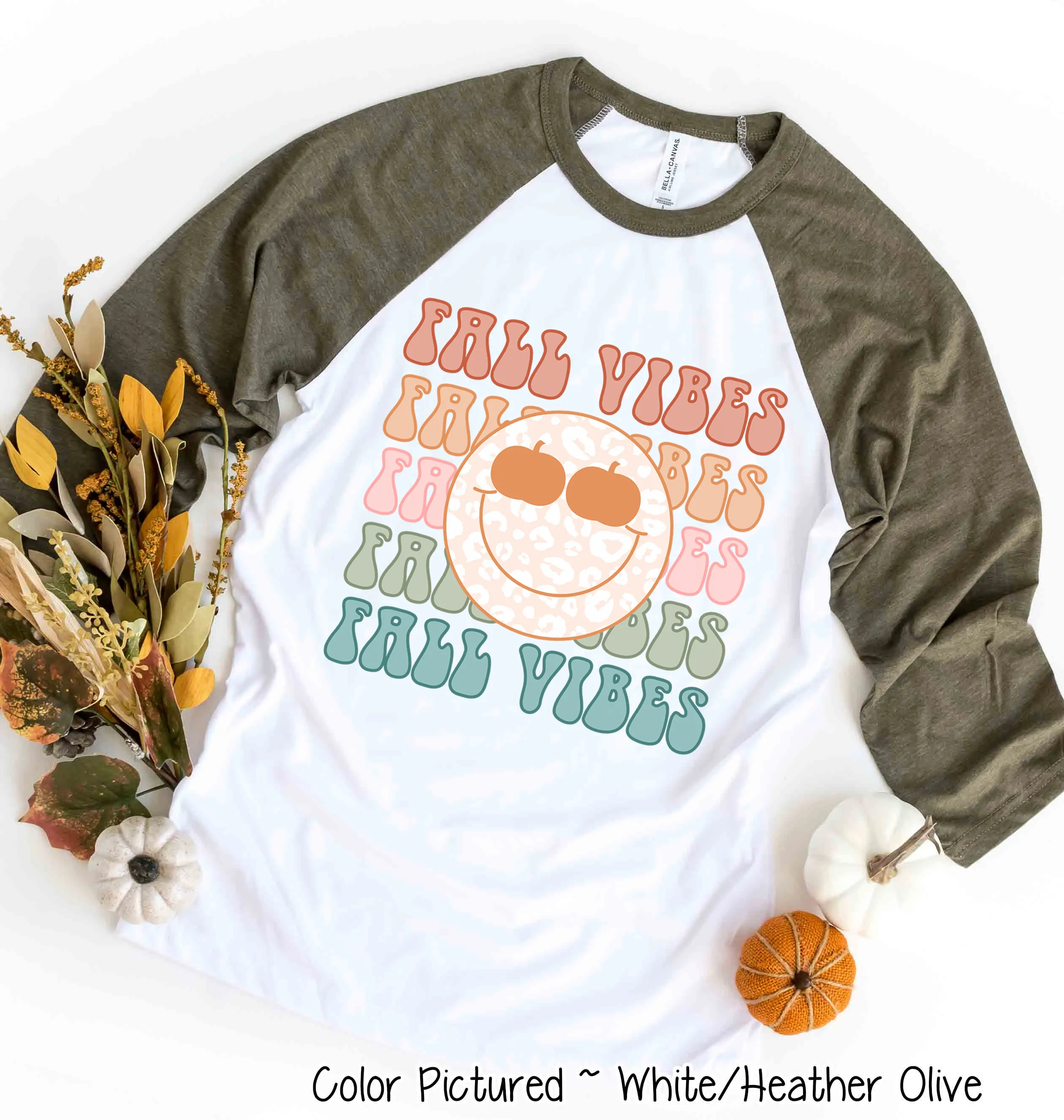 Retro Fall Vibes Smile Fall Raglan Tee