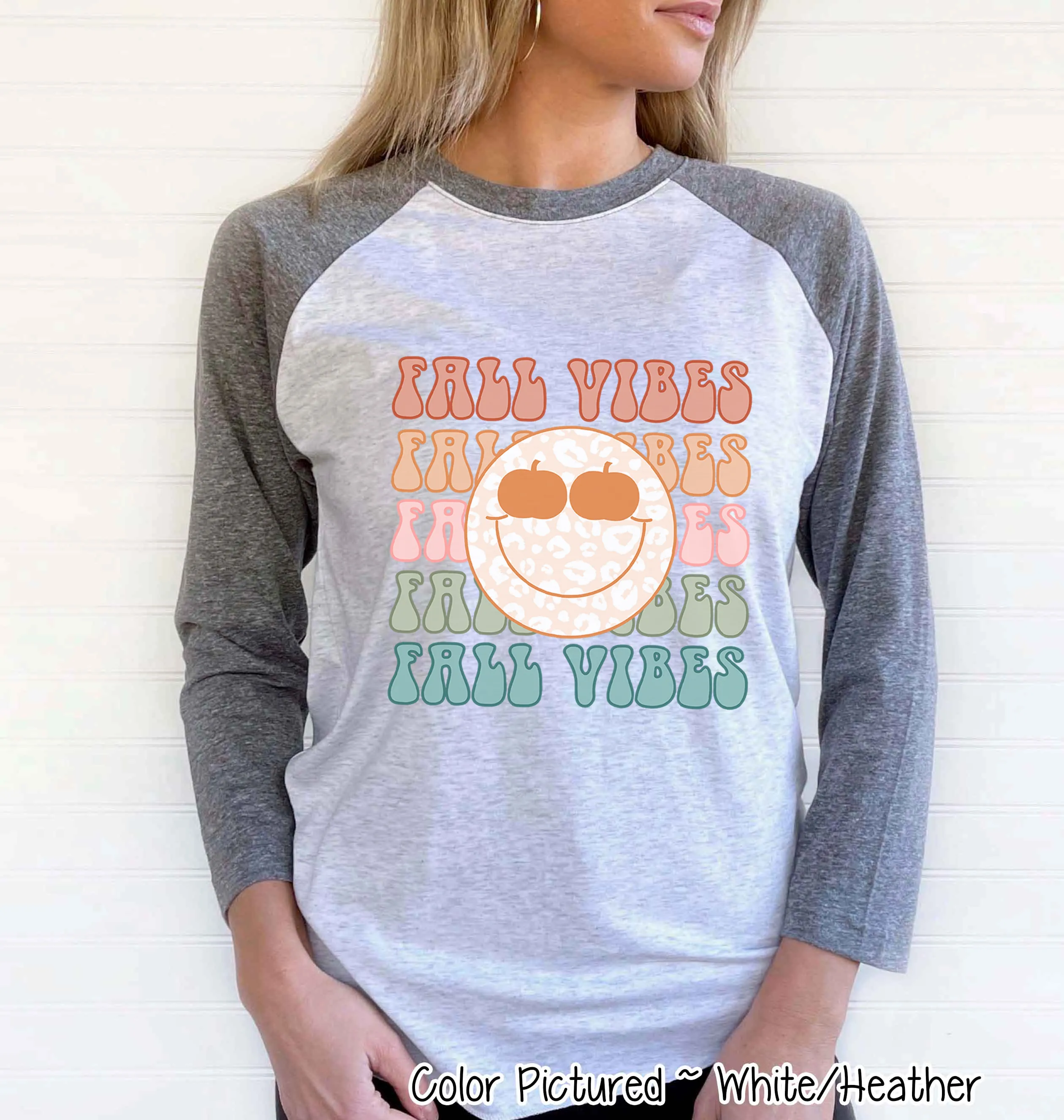 Retro Fall Vibes Smile Fall Raglan Tee