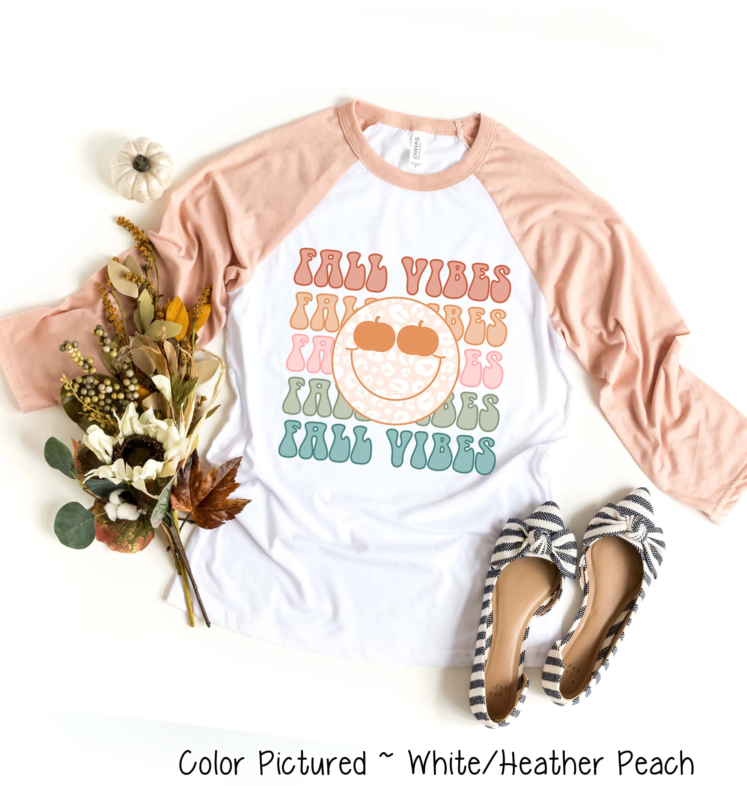 Retro Fall Vibes Smile Fall Raglan Tee