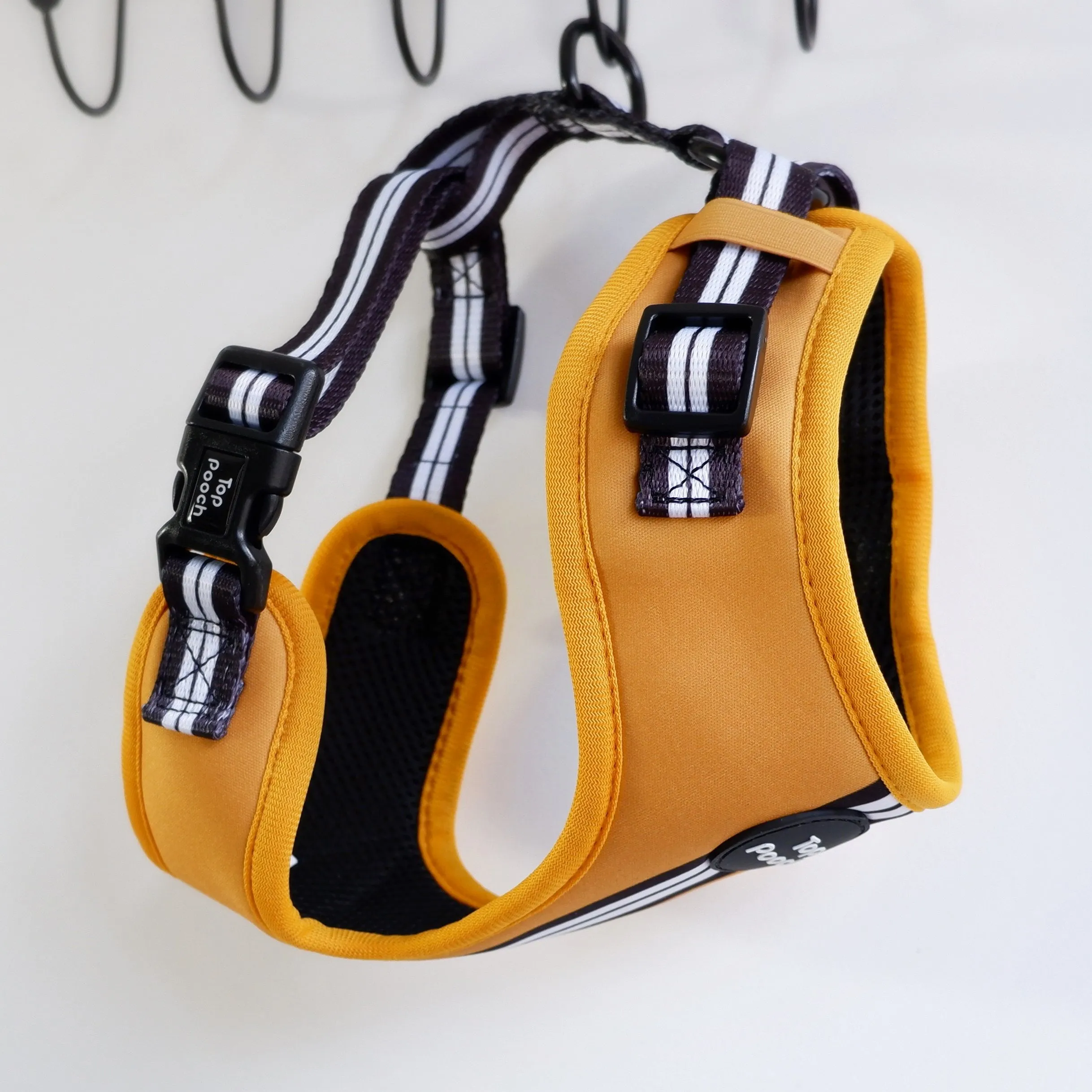 Retro Stripe Dog Harness - Mustard