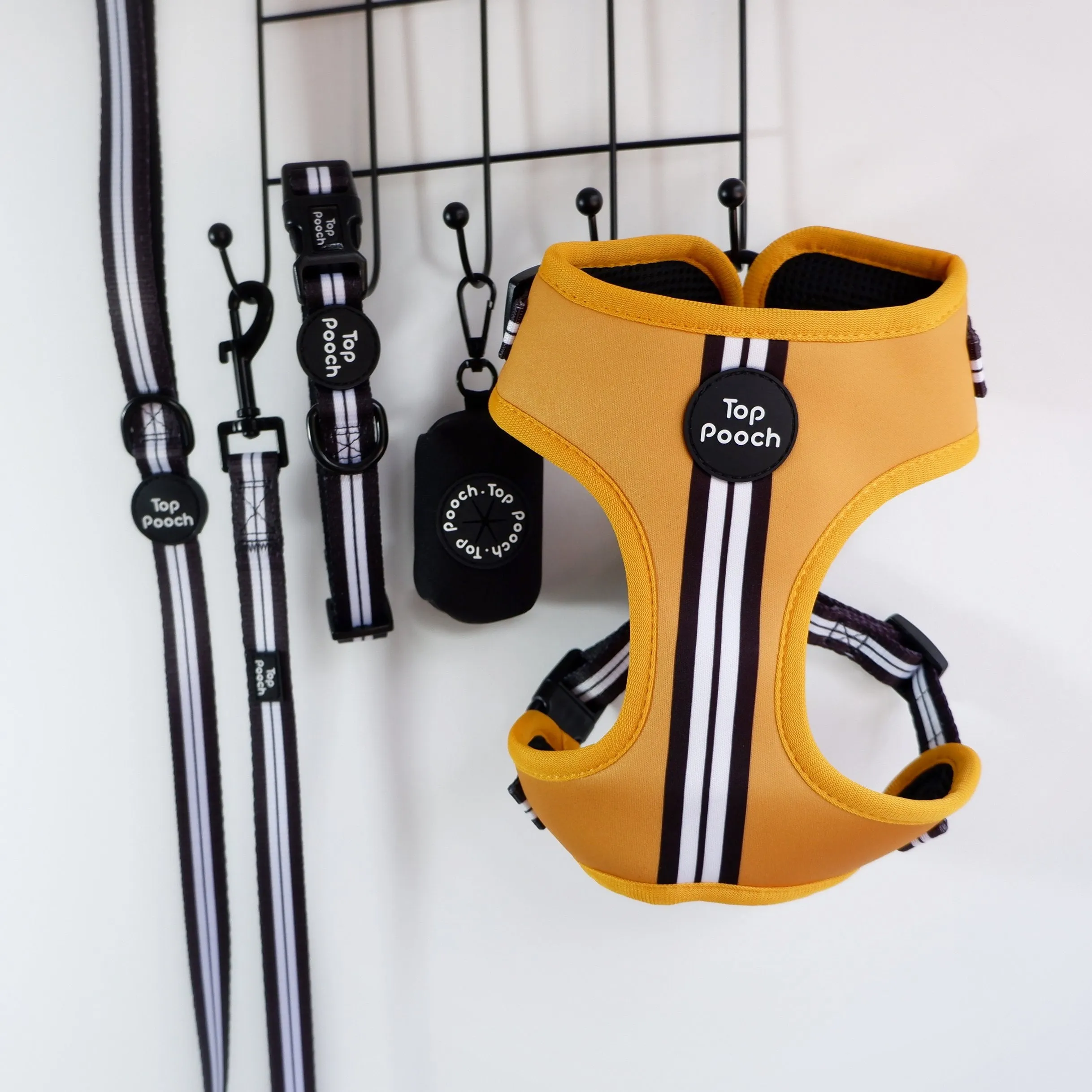 Retro Stripe Dog Harness - Mustard