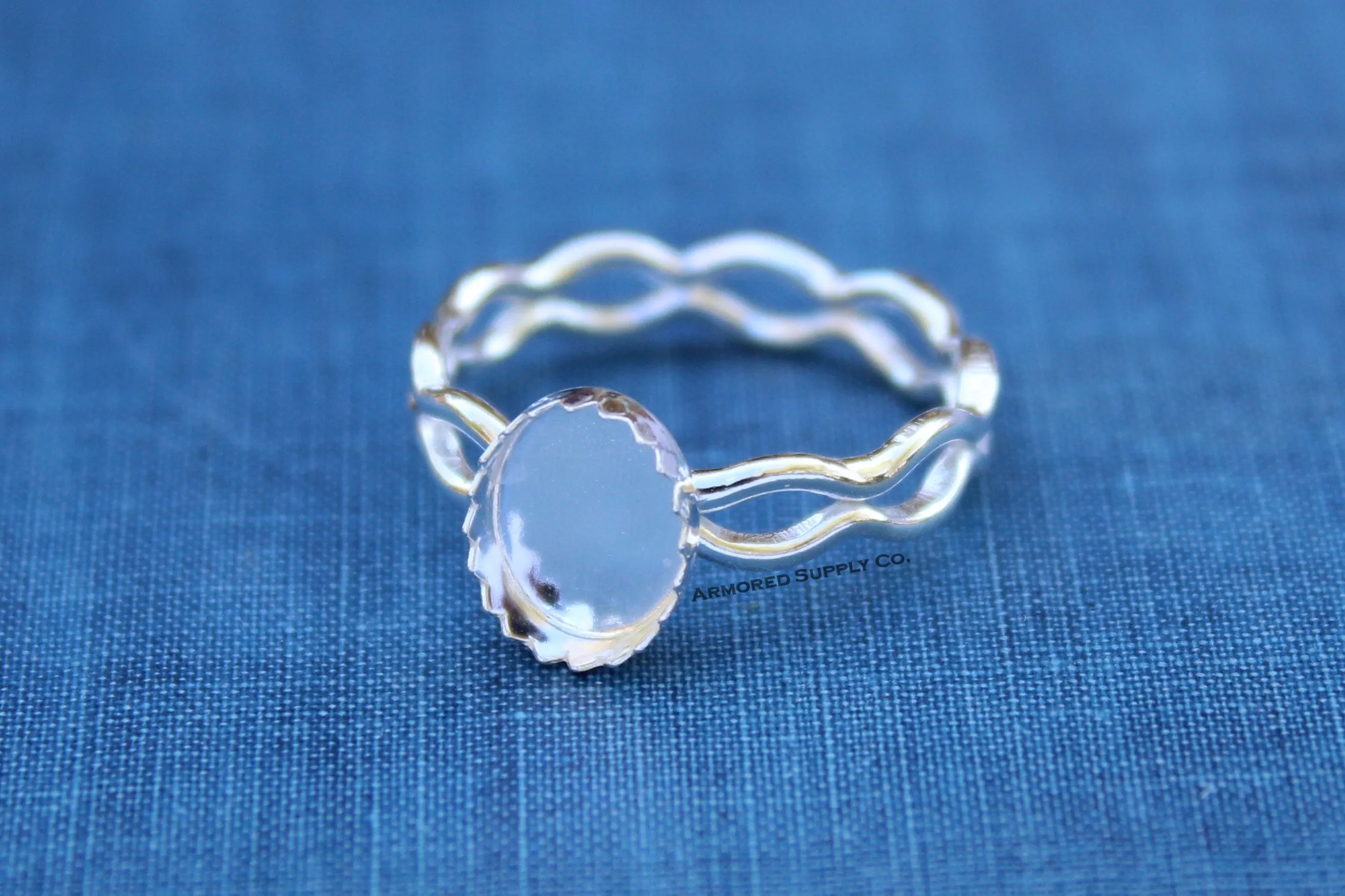 Ripple Ring Serrated Oval Bezel Cup Ring blank Setting