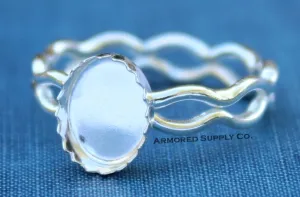Ripple Ring Serrated Oval Bezel Cup Ring blank Setting