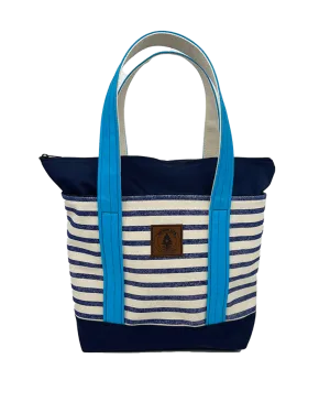 Rogue's Navy Striped Medium Tote Bag - Navy/Turquoise