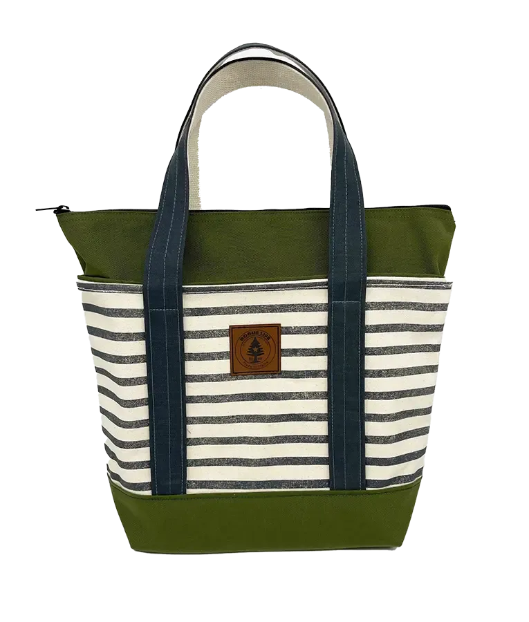 Rogue's Steel Striped Medium Tote Bag - Moss