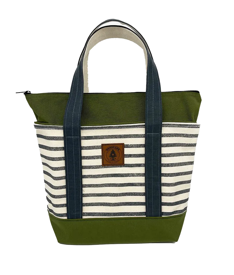 Rogue's Steel Striped Medium Tote Bag - Moss