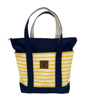 Rogue's Yellow Striped Medium Tote Bag - Navy