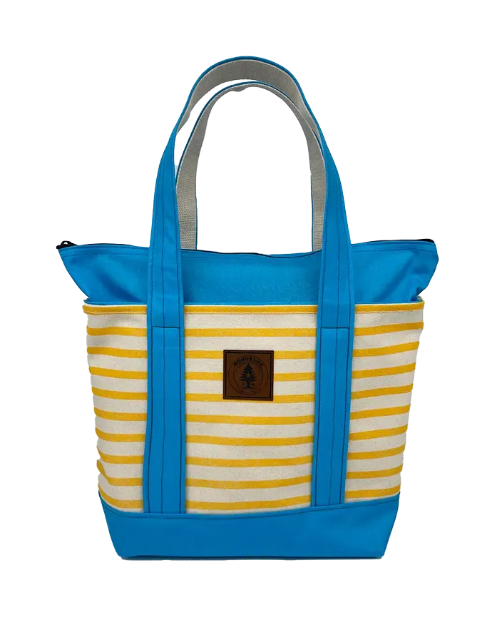 Rogue's Yellow Striped Medium Tote Bag - Turquoise