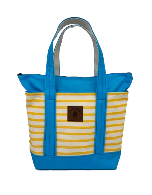 Rogue's Yellow Striped Medium Tote Bag - Turquoise