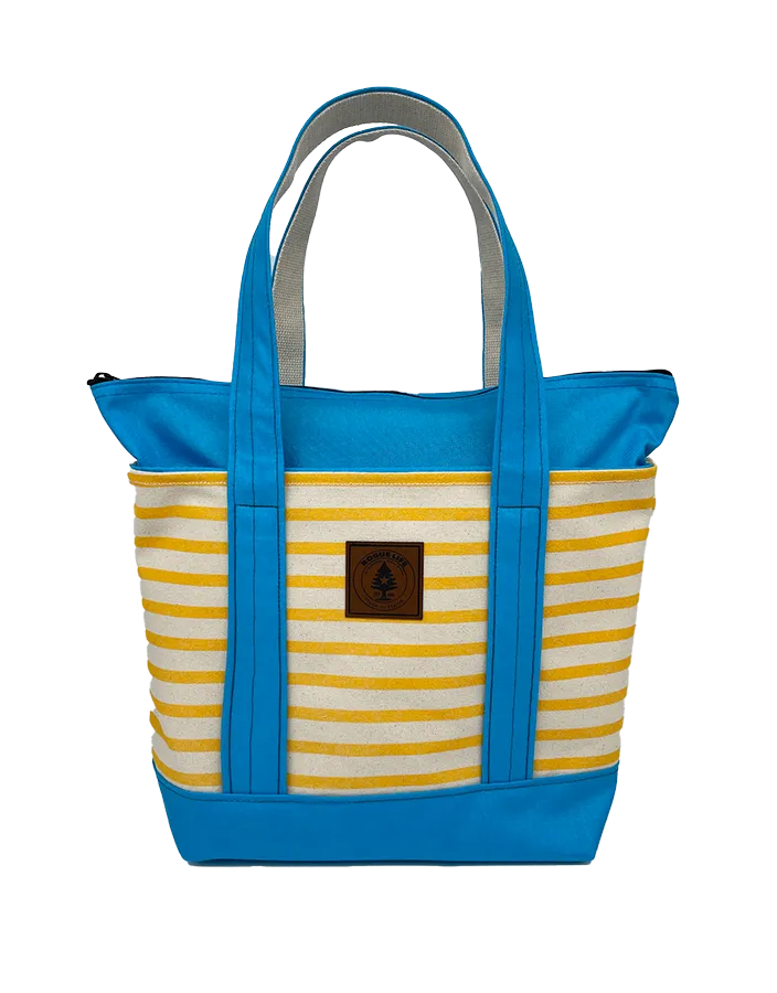 Rogue's Yellow Striped Medium Tote Bag - Turquoise