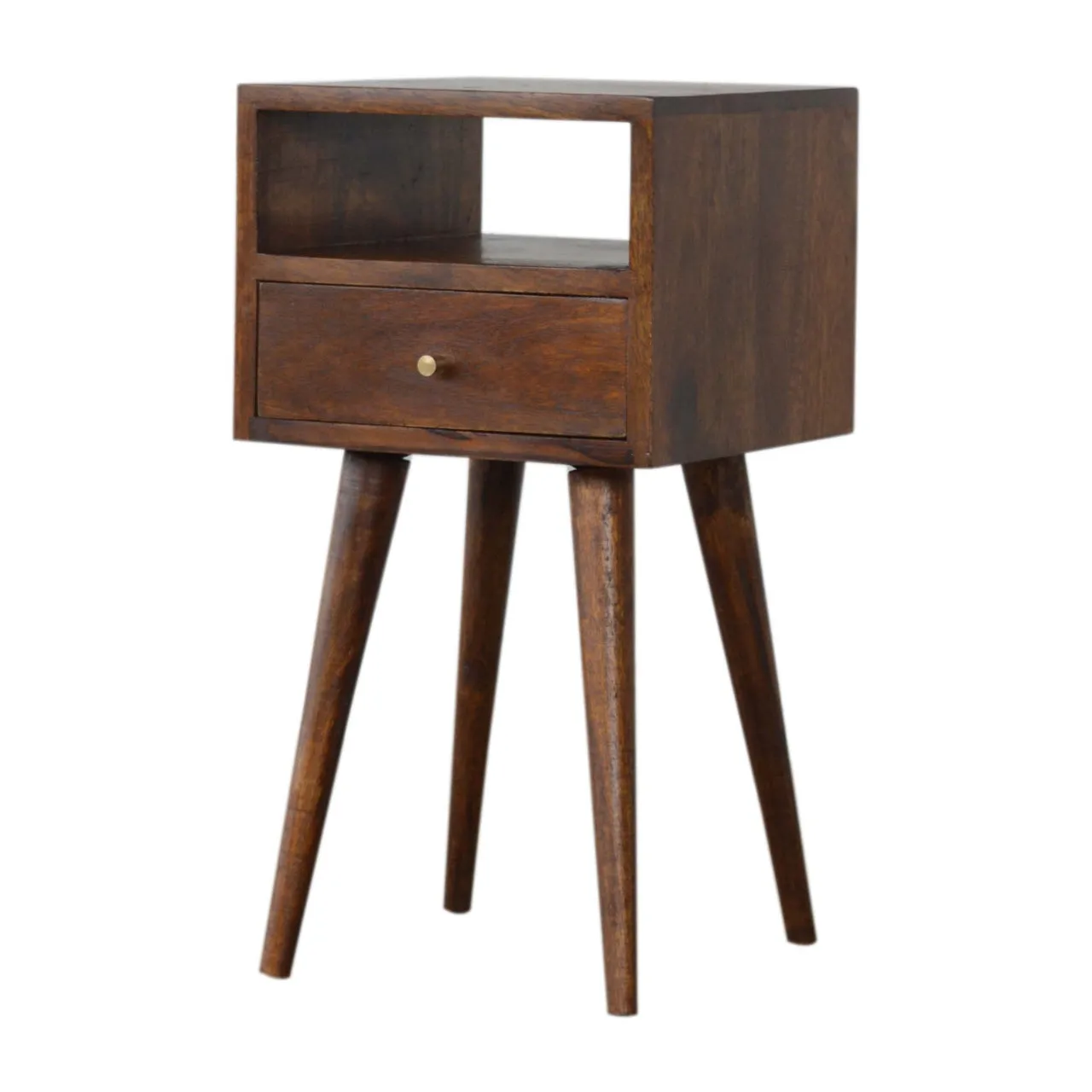 RONAN Narrow Bedside Table in Chestnut Finish