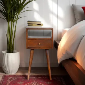 RONAN Narrow Bedside Table in Chestnut Finish