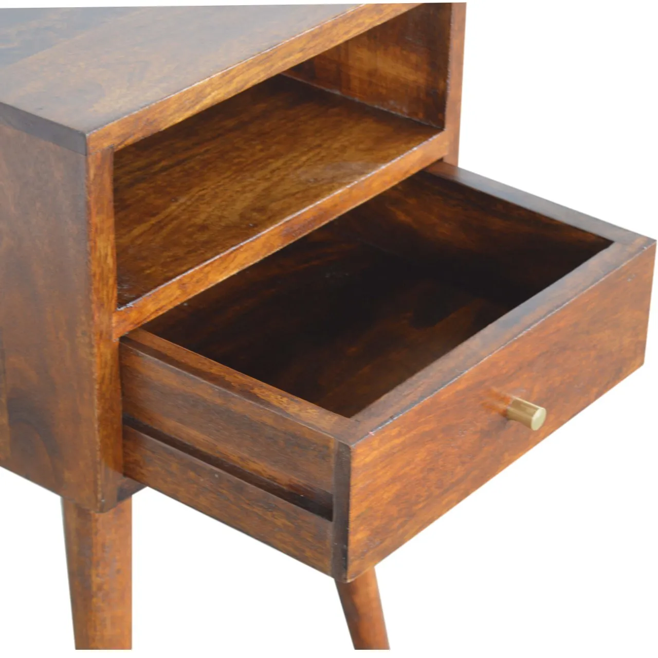RONAN Narrow Bedside Table in Chestnut Finish