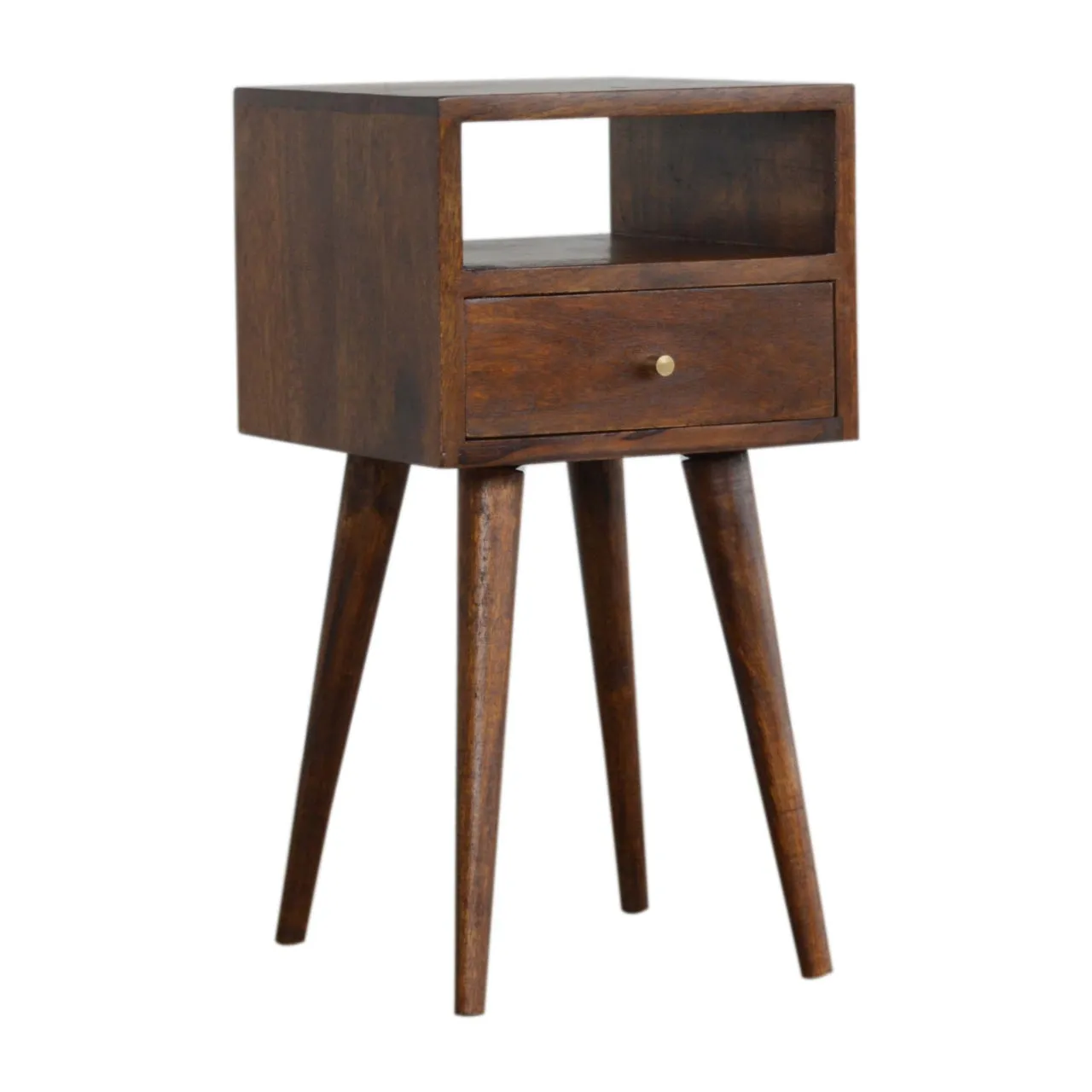 RONAN Narrow Bedside Table in Chestnut Finish