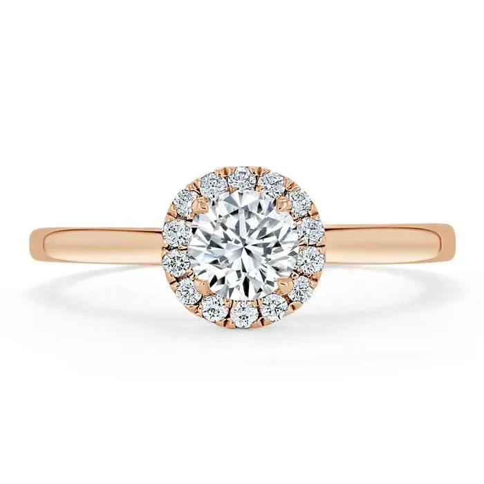Round Cut Moissanite Halo Engagement Ring