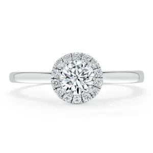 Round Cut Moissanite Halo Engagement Ring