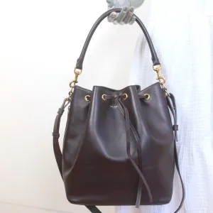 Saint Laurent Emmanuelle Large Bucket Bag Burgundy Leather Crossbody