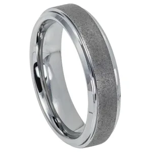 Sandblasted Finish Center Shiny Stepped Edge - 6mm