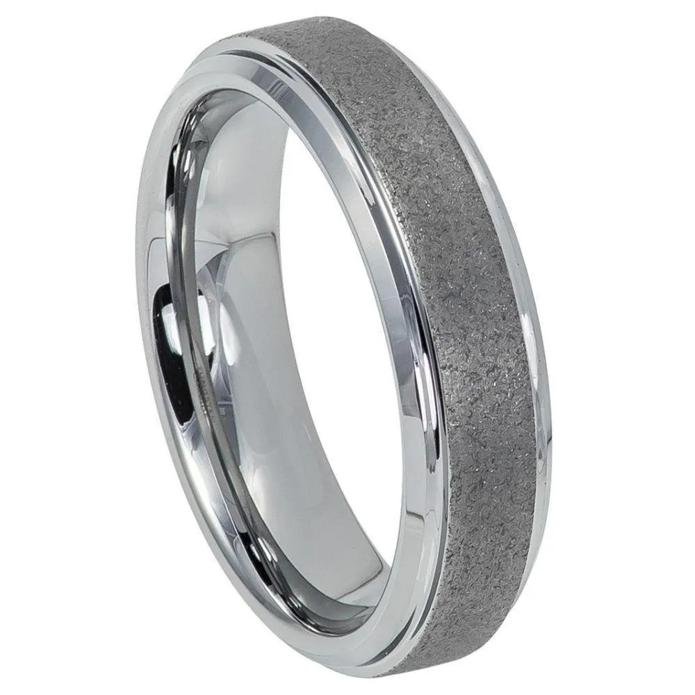 Sandblasted Finish Center Shiny Stepped Edge - 6mm