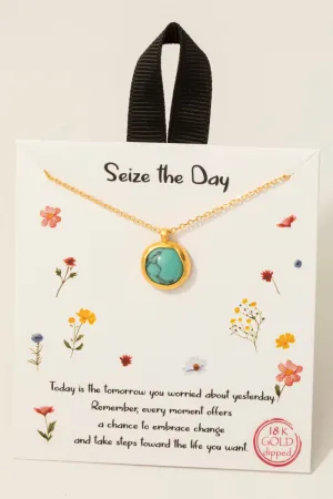 Seize the Day 18K Circle Stone Necklace in Gold (Assorted)