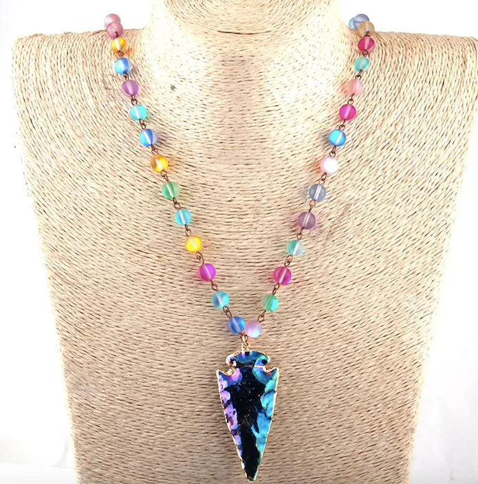 Shiny Crystal ArrowHead Statement Necklace