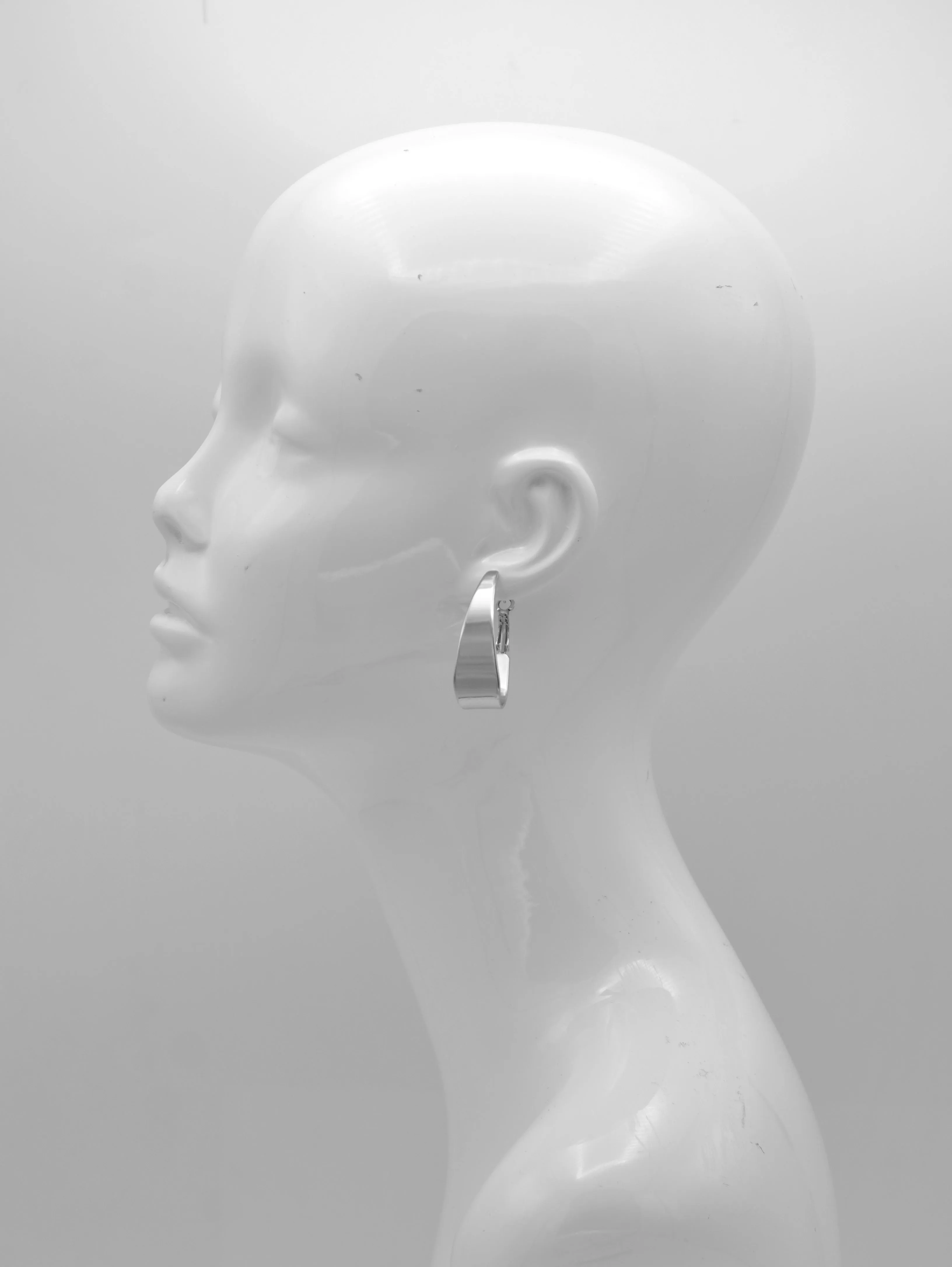 Shiny Rhodium Trapezoidal Hoop Earrings#HNE90911RD(GE7/SF17)