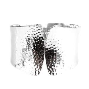 SHINY SILVER HAMMERED HINGED BRACELET  #SAKB10198_SIL (OC14)