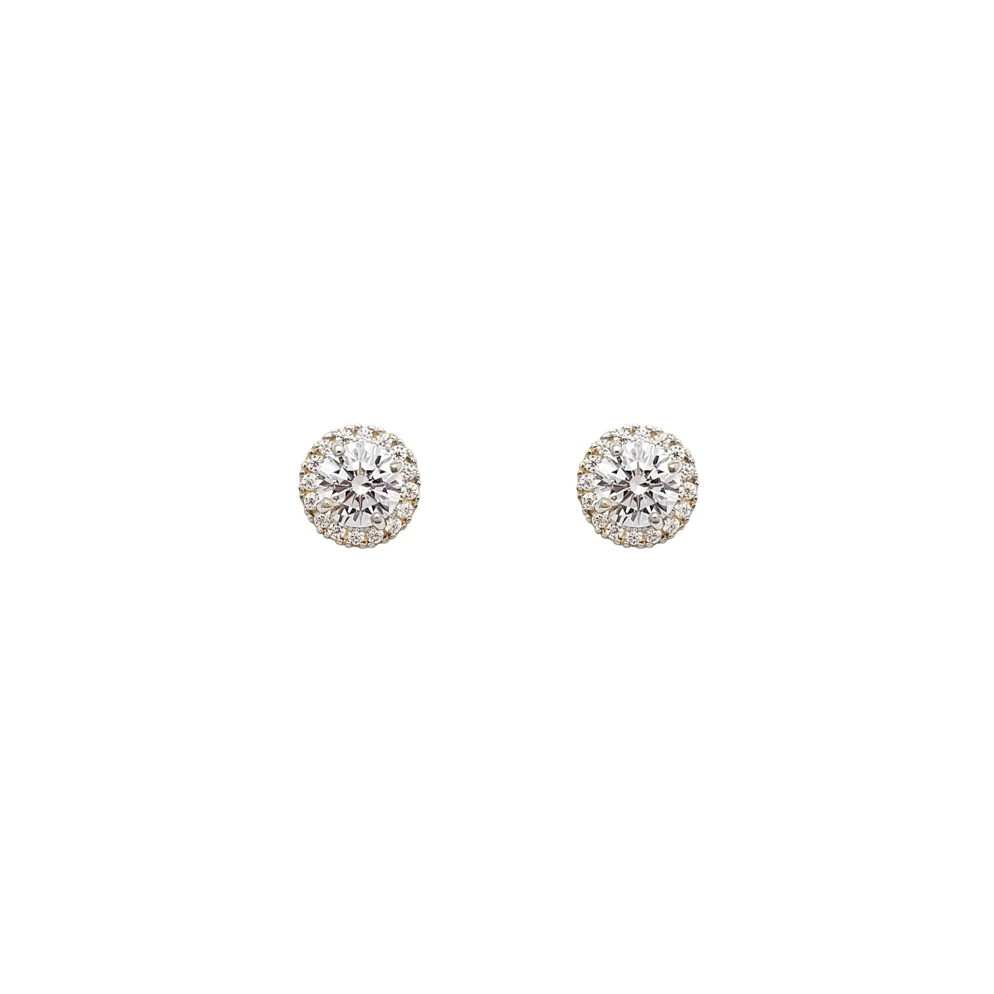 Shiny Stud CZ Earrings (14K)