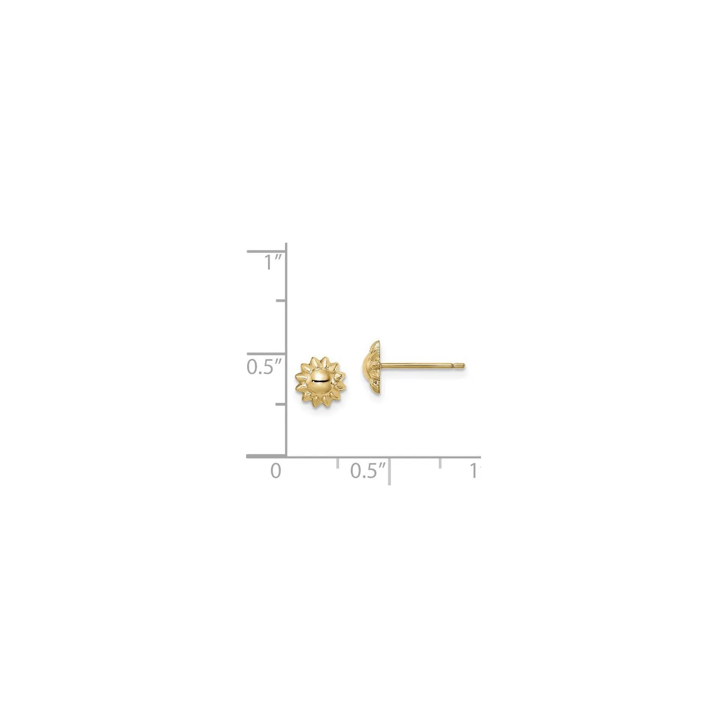 Shiny Sunflower Stud Earrings (14K)