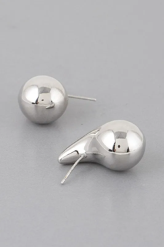 Shiny Teardrop Silver Earrings